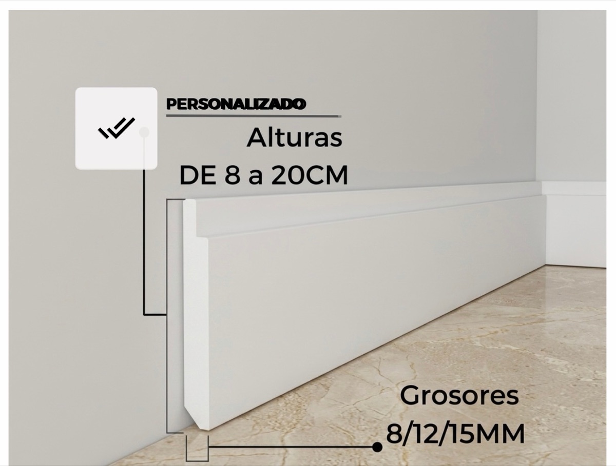 Alturas y grosores personalizados del rodapié