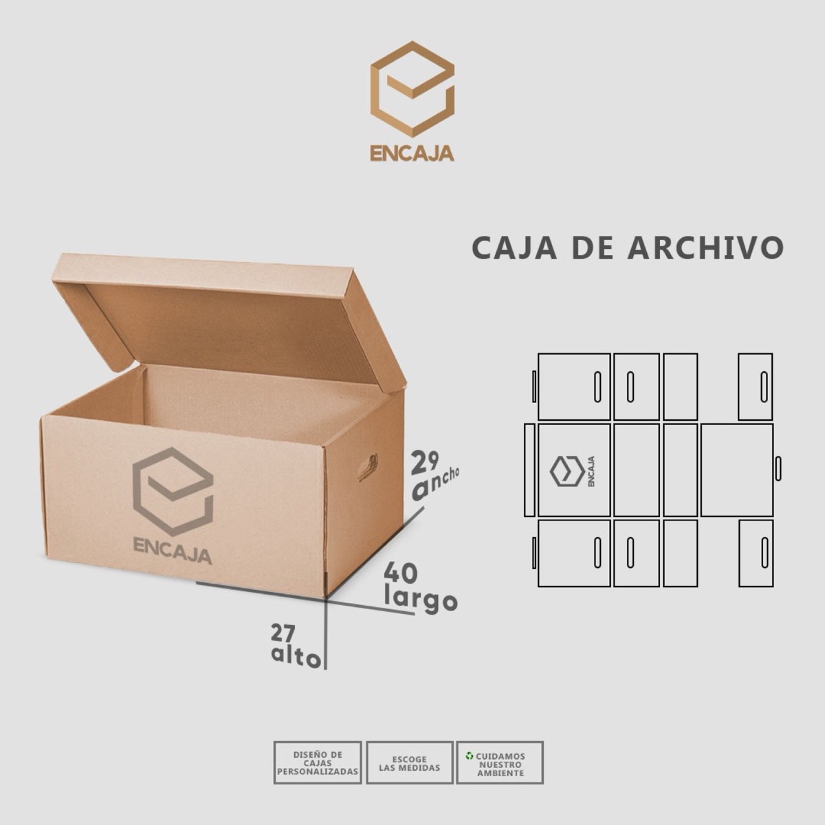 Ficha técnica de caja de archivo