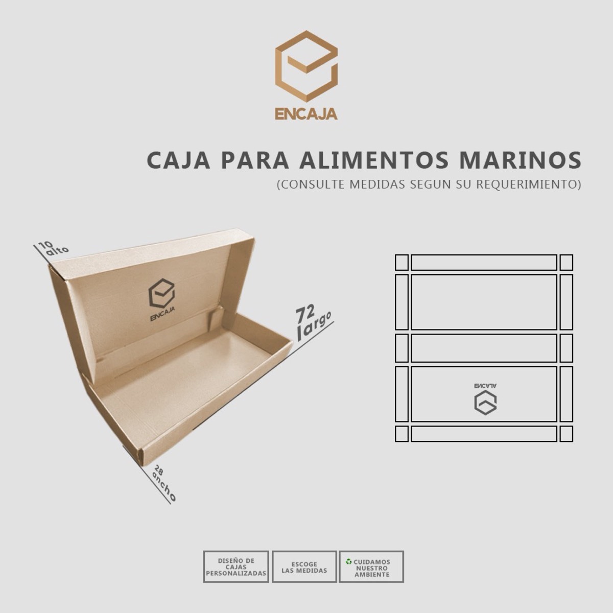 Ficha técnica de caja para alimentos marinos