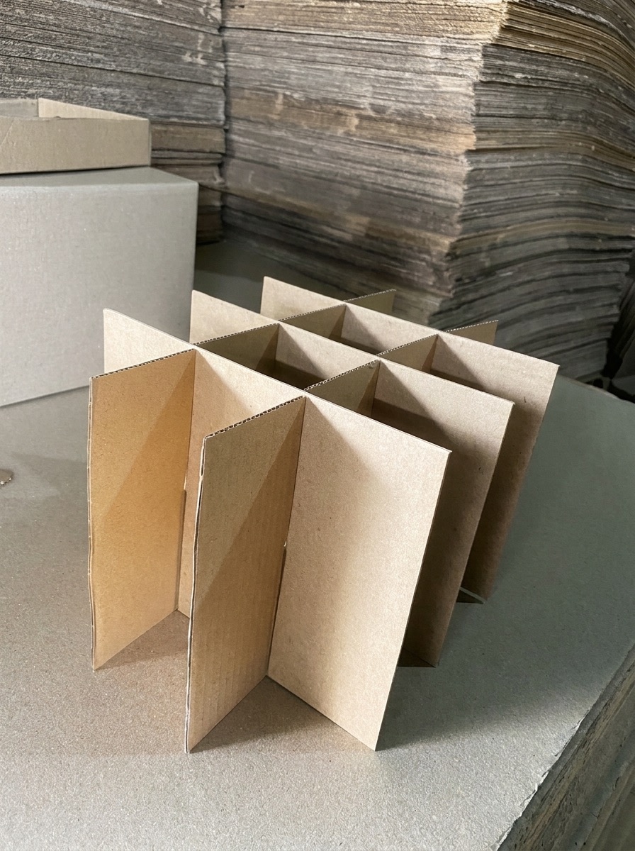 Separador de rejilla de cartón en el taller de Encaja